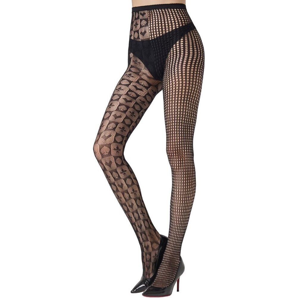 Women Gothic Checkered Striped Clown Tights Halloween Fishnet Stockings